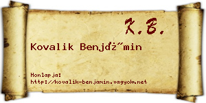 Kovalik Benjámin névjegykártya